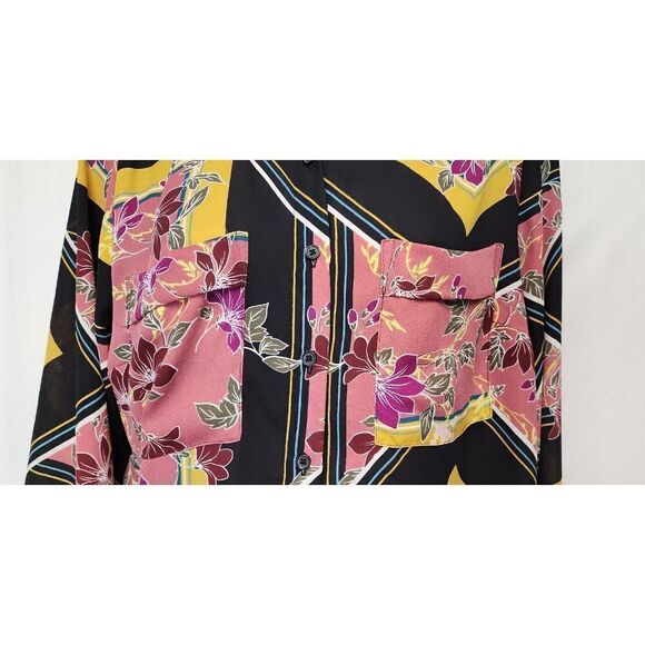 Apt 9 Womens Medium Roll-Tab Long Sleeve Floral Print Button Down Top/Blouse - Picture 5 of 6